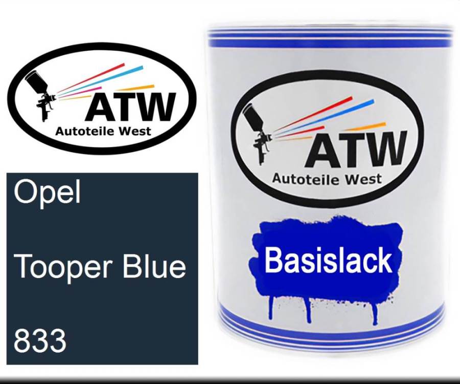 Opel, Tooper Blue, 833: 1L Lackdose, von ATW Autoteile West.